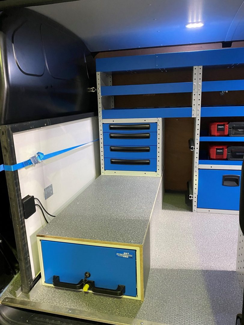 transporter lockable drawer unit in van