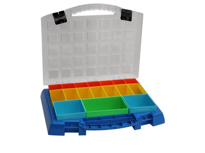 small parts case plastic suitcase with optional plastic inserts