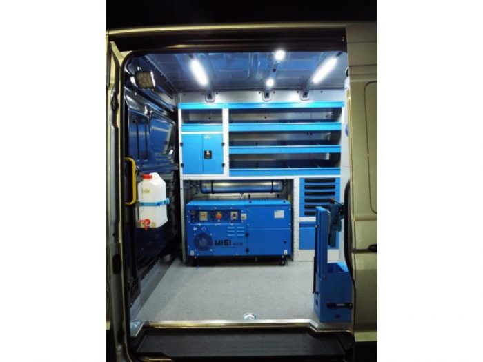 migi compressor generator installed in van with air tank