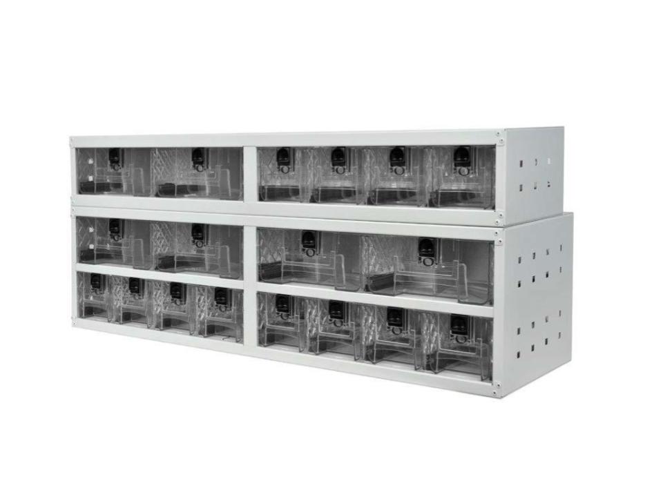 racking small parts storage unit transparent pull out drawers