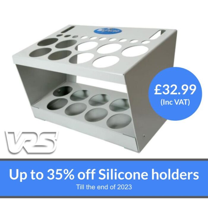 Silicone holders from van racking solutions hold up to nine cartridges powder coated aluminium
