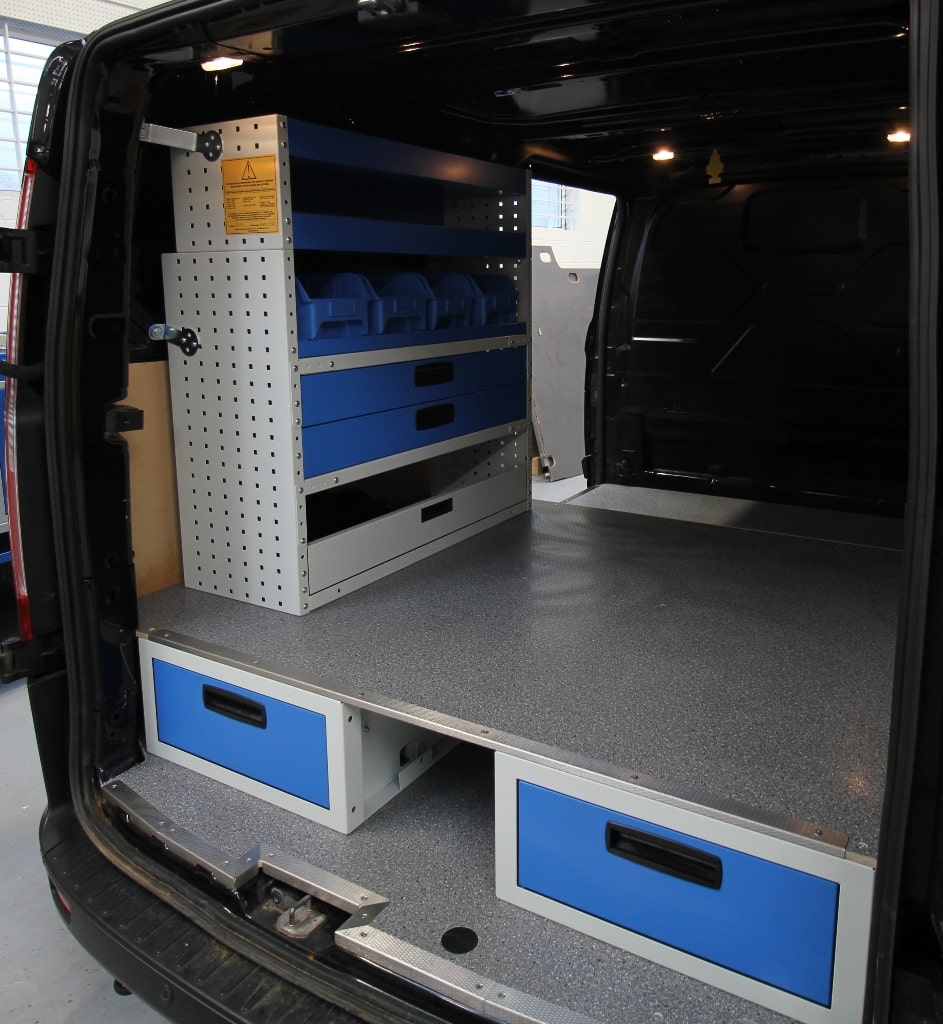 ford custom underfloor rear drawers builders van racking solution